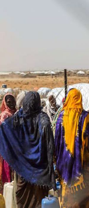 Pastoralist women and children displaced by drought collect water from a distribution point near the Farburo site for internally-displaced people in Gode, in the Somali region of Ethiopia Saturday, Jan. 27, 2018. Despite economic growth in the past decade, rural areas continue to suffer as the nation faces drought, leaving millions requiring emergency food assistance. (AP Photo/Mulugeta Ayene)/NAI103/18027755919644/Stand alone photo/1801272207